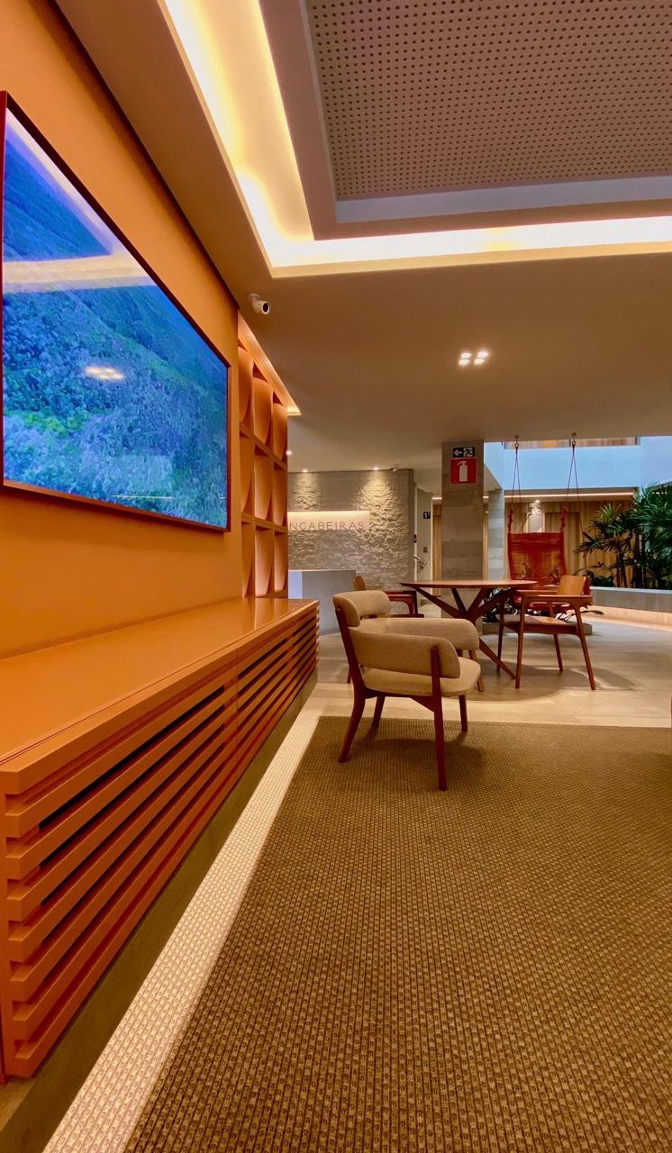 Lounge de espera sofisticado da clínica odontológica